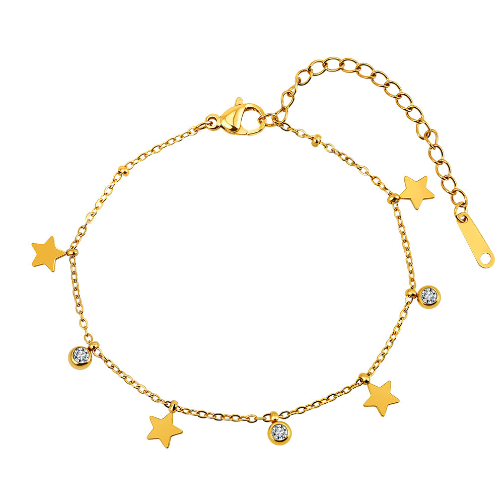 Aura Celestial // Star & CZ Crystal Shimmer Charm Anklet