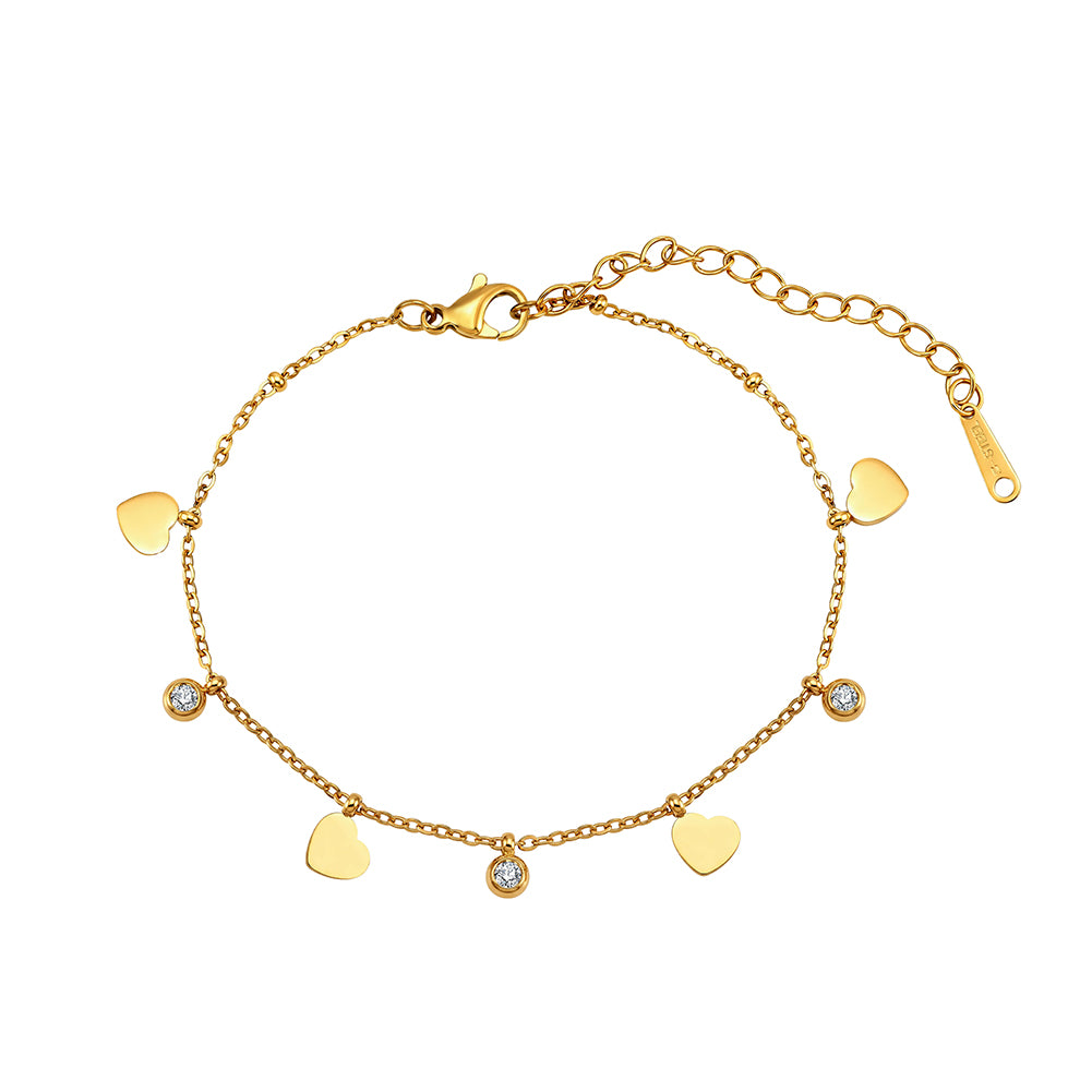 Aura Amour // Dainty Heart & CZ Crystal Shimmer Anklet