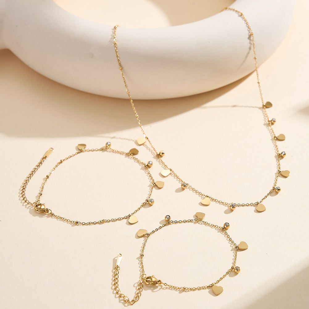 Aura Amour // Dainty Heart & CZ Crystal Shimmer Anklet