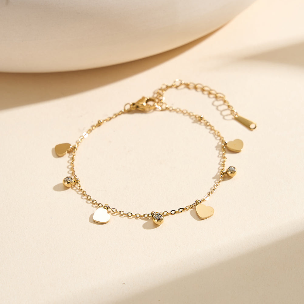 Aura Amour // Dainty Heart & CZ Crystal Shimmer Anklet