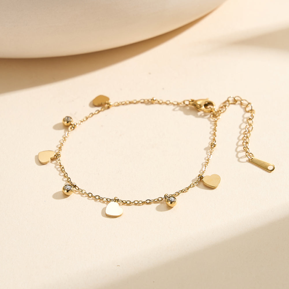 Aura Amour // Dainty Heart & CZ Crystal Shimmer Anklet