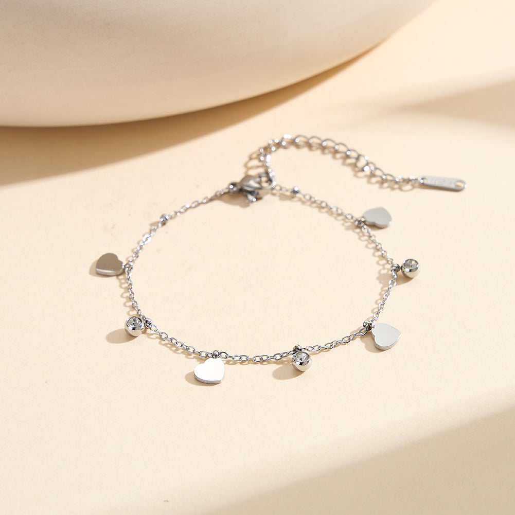 Aura Amour // Dainty Heart & CZ Crystal Shimmer Anklet