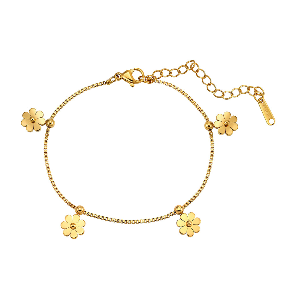 Aura Blossom // Sculptural Five-Petal Flower Charm Anklet