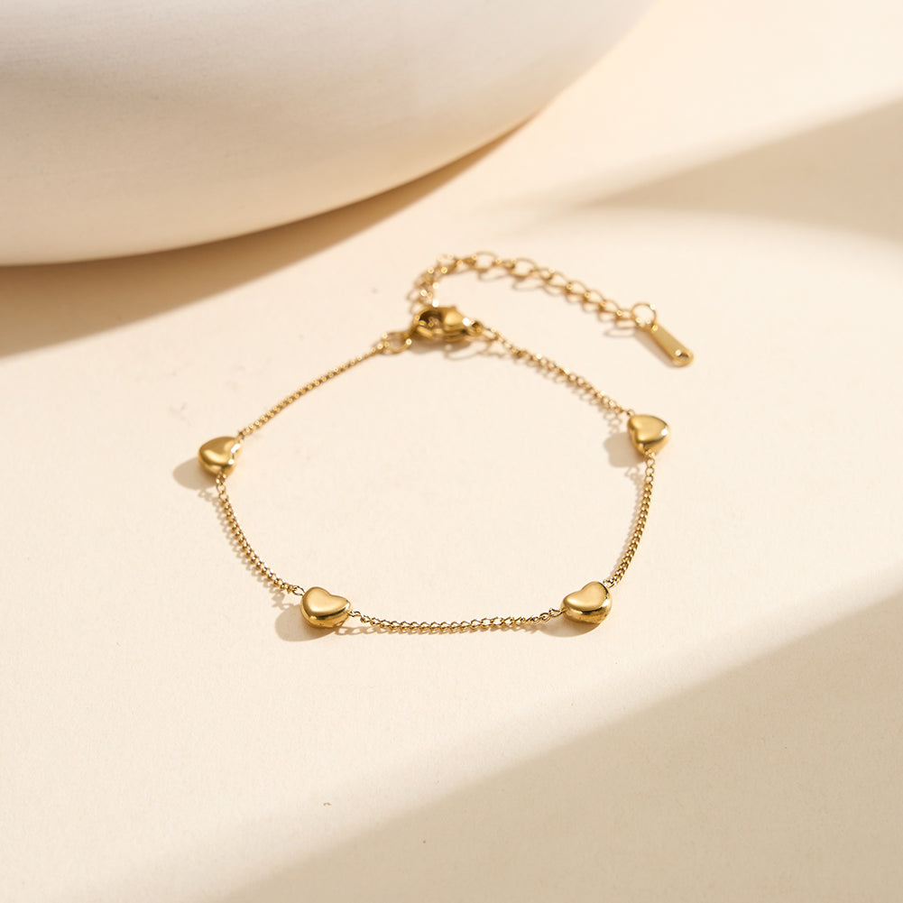 Aura Amour // Sculptural Multi Puffy Heart Charm Anklet
