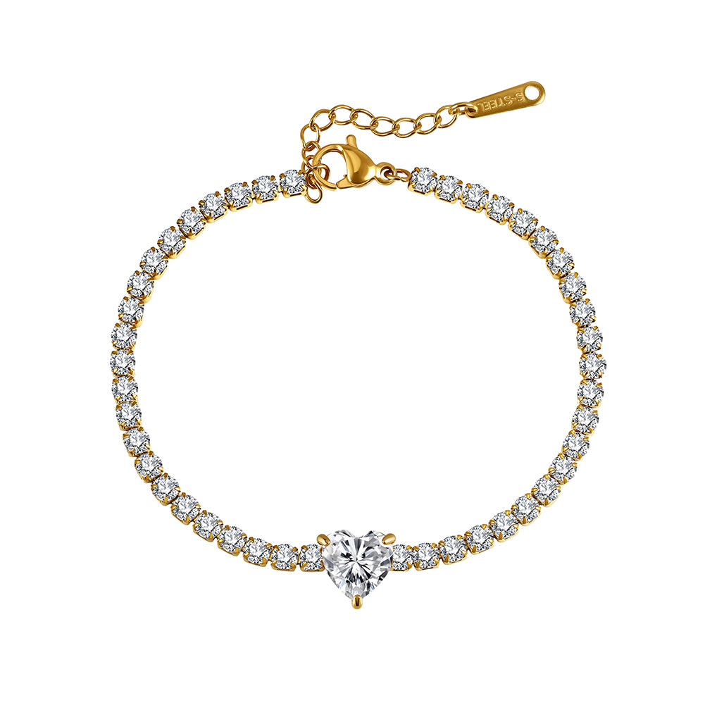 Velvet Amour // Heart Cut CZ Crystal Tennis Bracelet