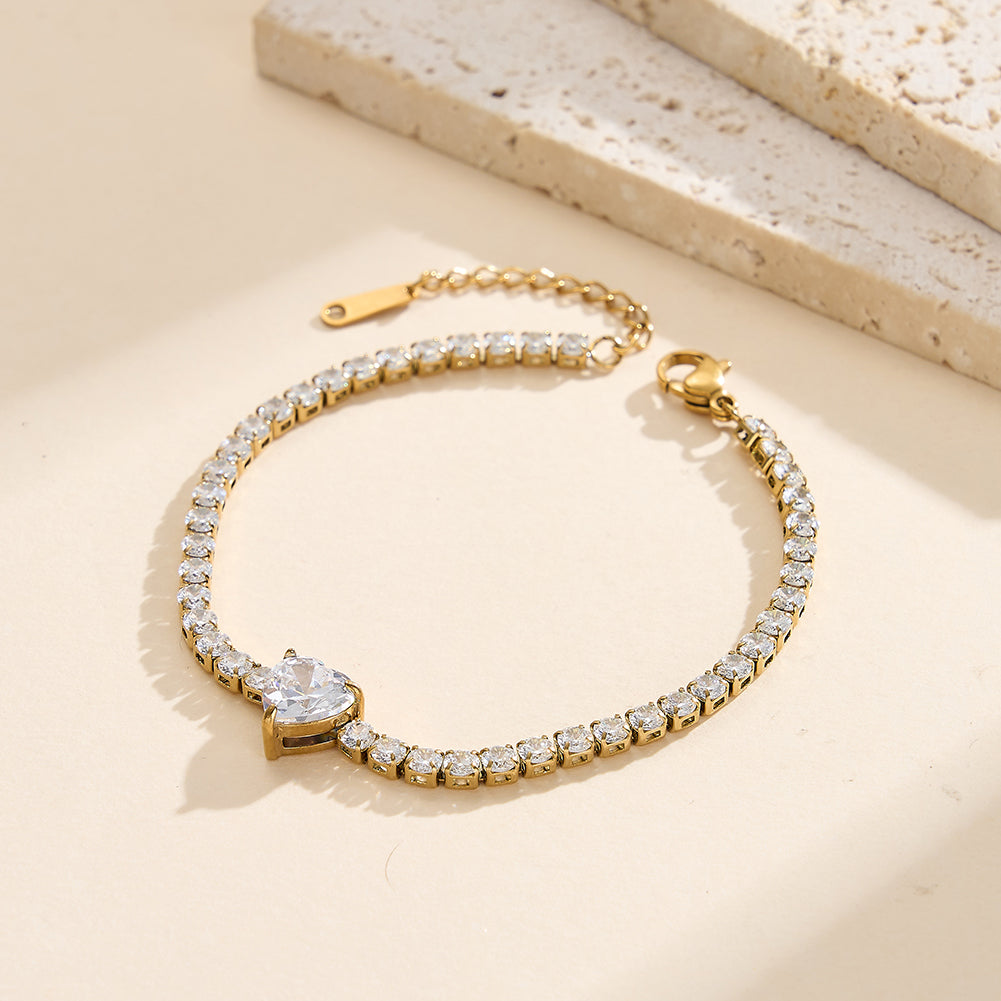 Velvet Amour // Heart Cut CZ Crystal Tennis Bracelet