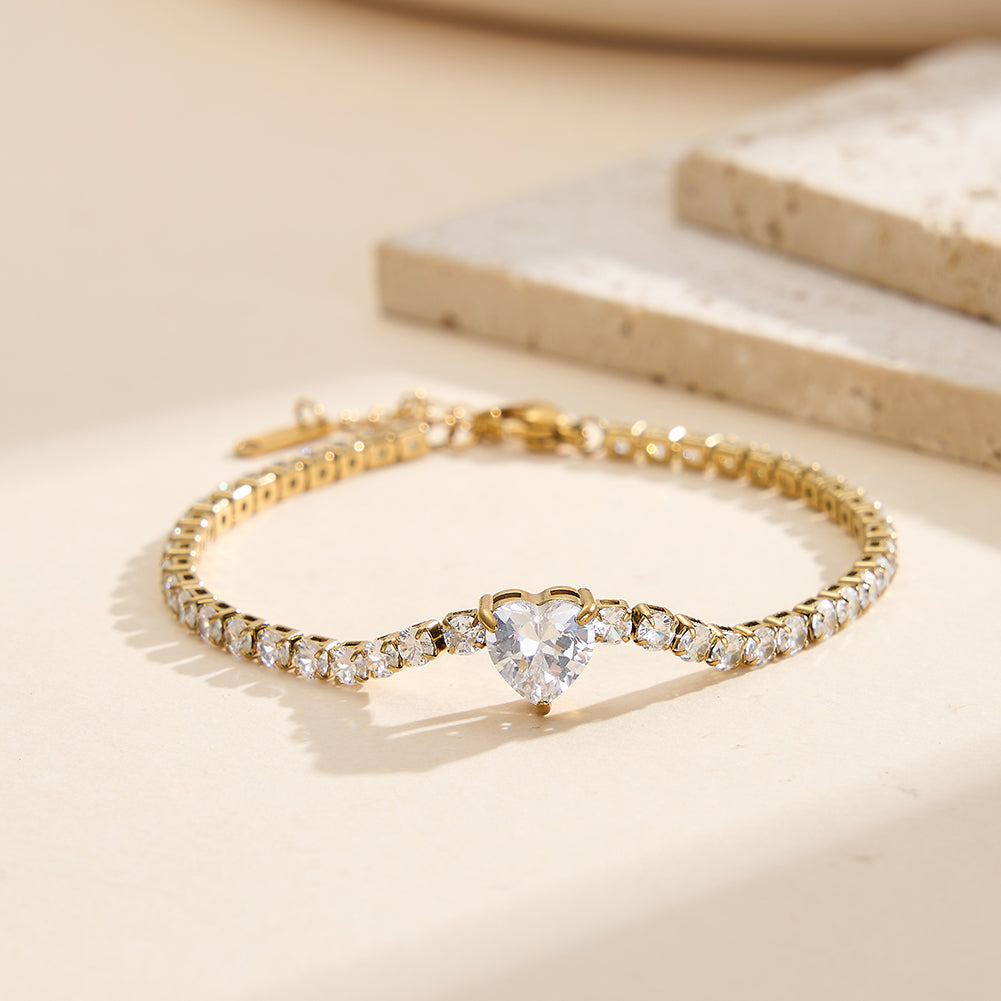 Velvet Amour // Heart Cut CZ Crystal Tennis Bracelet