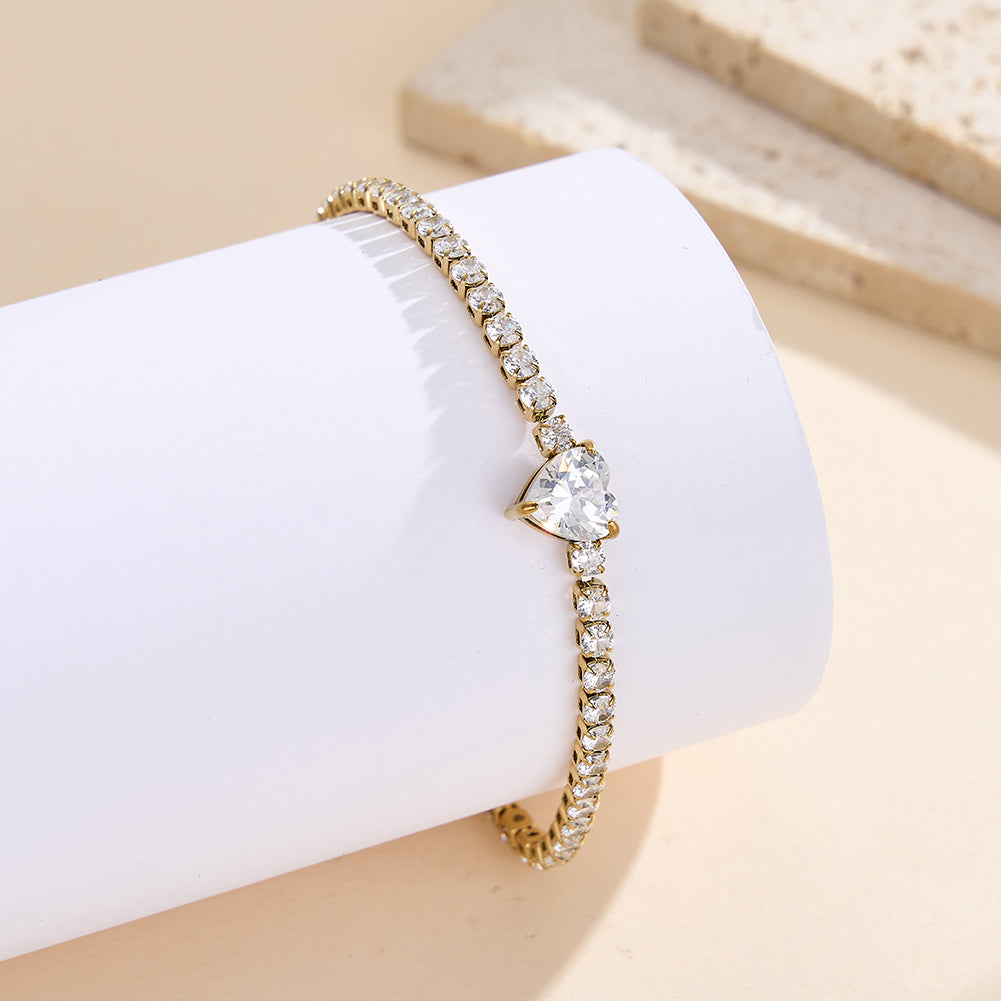 Velvet Amour // Heart Cut CZ Crystal Tennis Bracelet