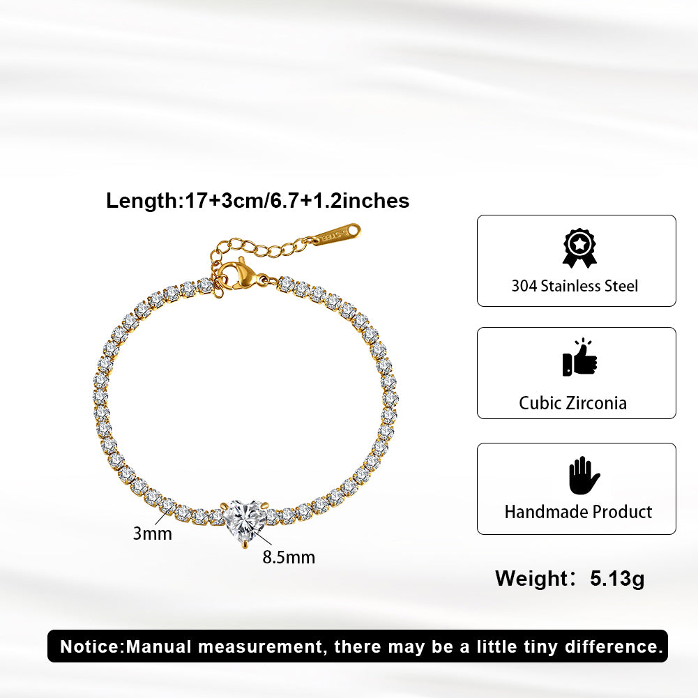 Velvet Amour // Heart Cut CZ Crystal Tennis Bracelet