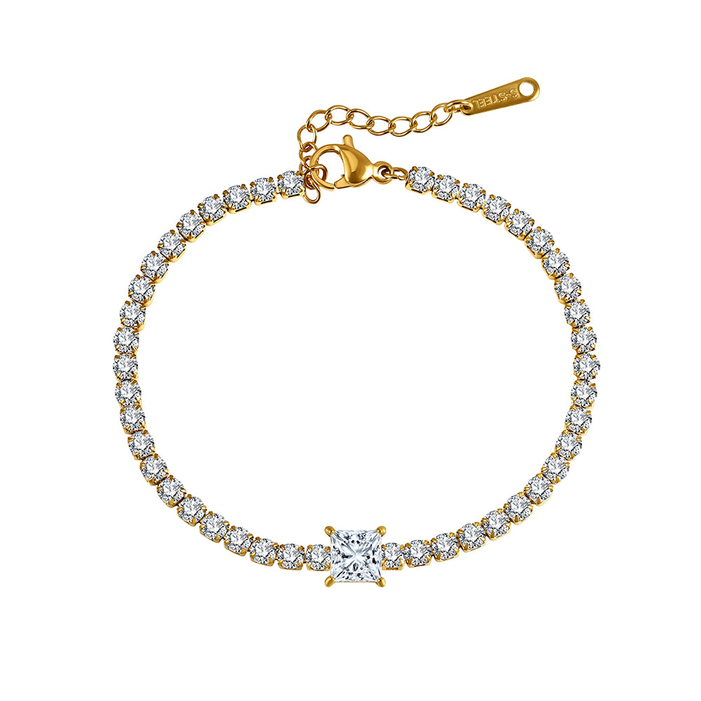 Velvet Rhythm // Princess Cut Square CZ Crystal Tennis Bracelet