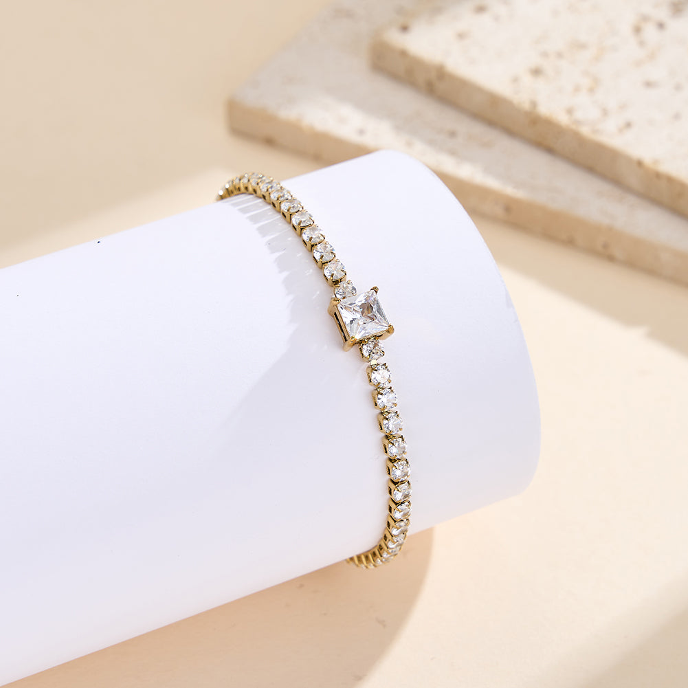 Velvet Rhythm // Princess Cut Square CZ Crystal Tennis Bracelet