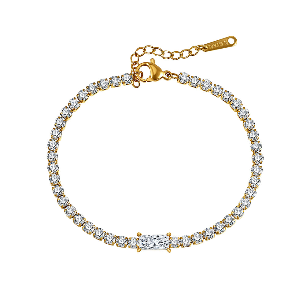 Velvet Rhythm // Emerald-Cut Rectangle CZ Crystal Tennis Bracelet