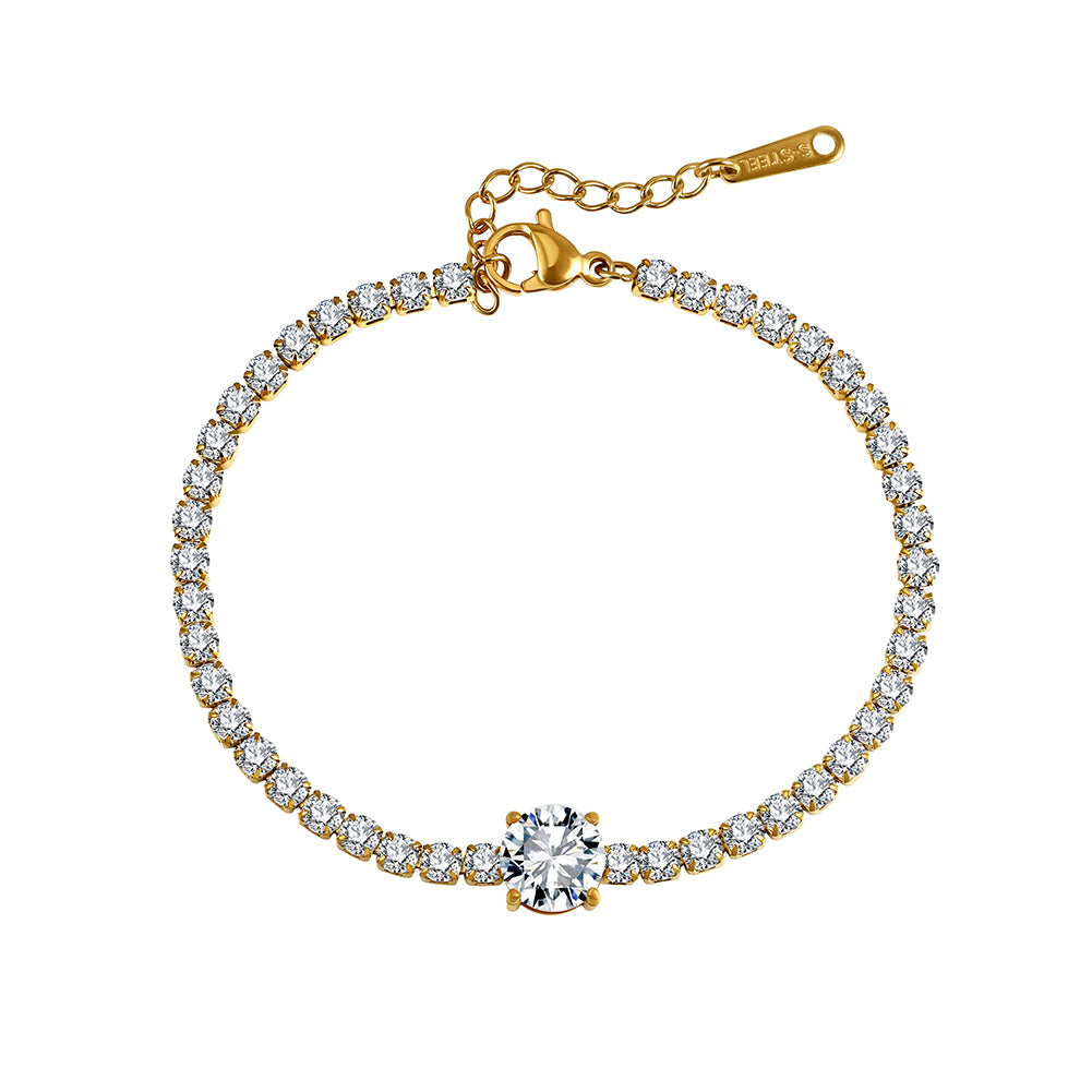 Velvet Rhythm // Solitaire Round CZ Crystal Tennis Bracelet