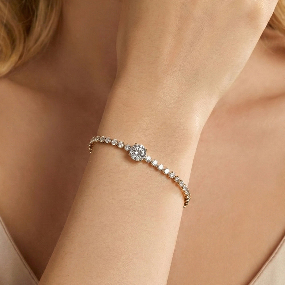 Velvet Rhythm // Solitaire Round CZ Crystal Tennis Bracelet