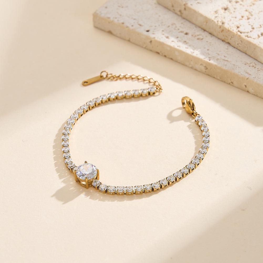 Velvet Rhythm // Solitaire Round CZ Crystal Tennis Bracelet