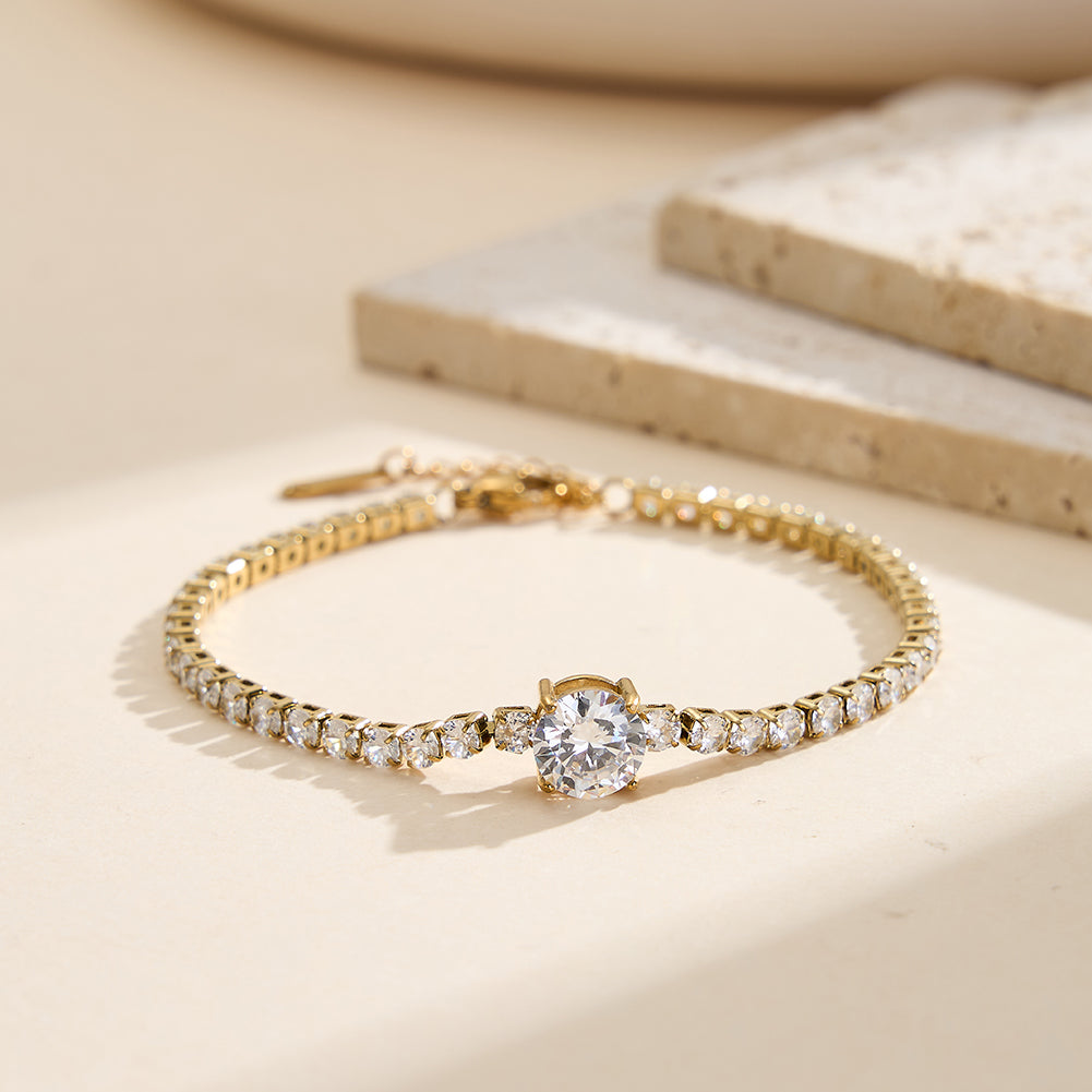 Velvet Rhythm // Solitaire Round CZ Crystal Tennis Bracelet