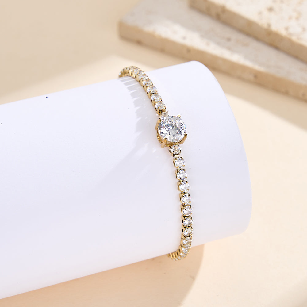 Velvet Rhythm // Solitaire Round CZ Crystal Tennis Bracelet