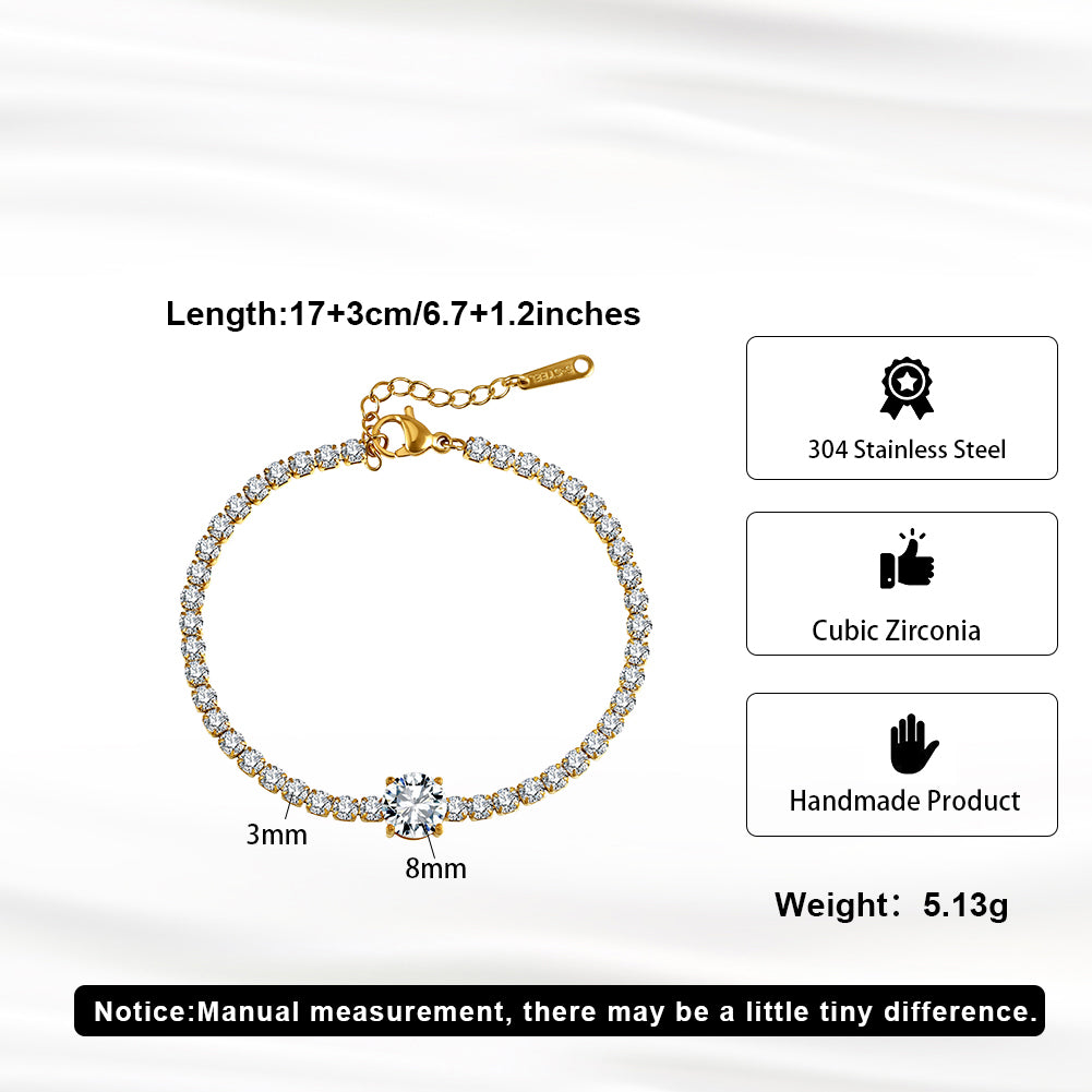 Velvet Rhythm // Solitaire Round CZ Crystal Tennis Bracelet