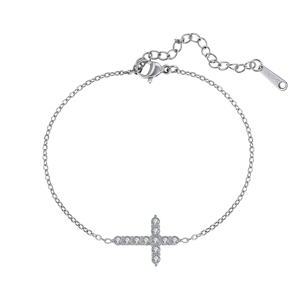 Aura Celestial // Sideways Cross CZ Crystal Charm Bracelet