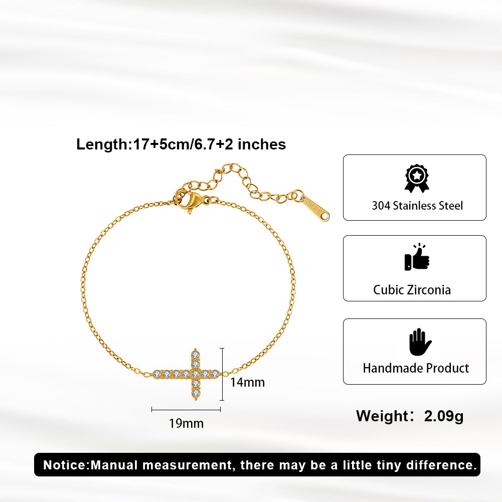 Aura Celestial // Sideways Cross CZ Crystal Charm Bracelet