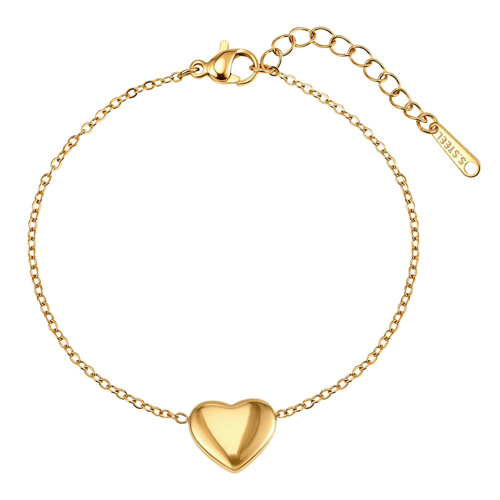 Aura Amour // Sculptural Puffy Heart Charm Bracelet