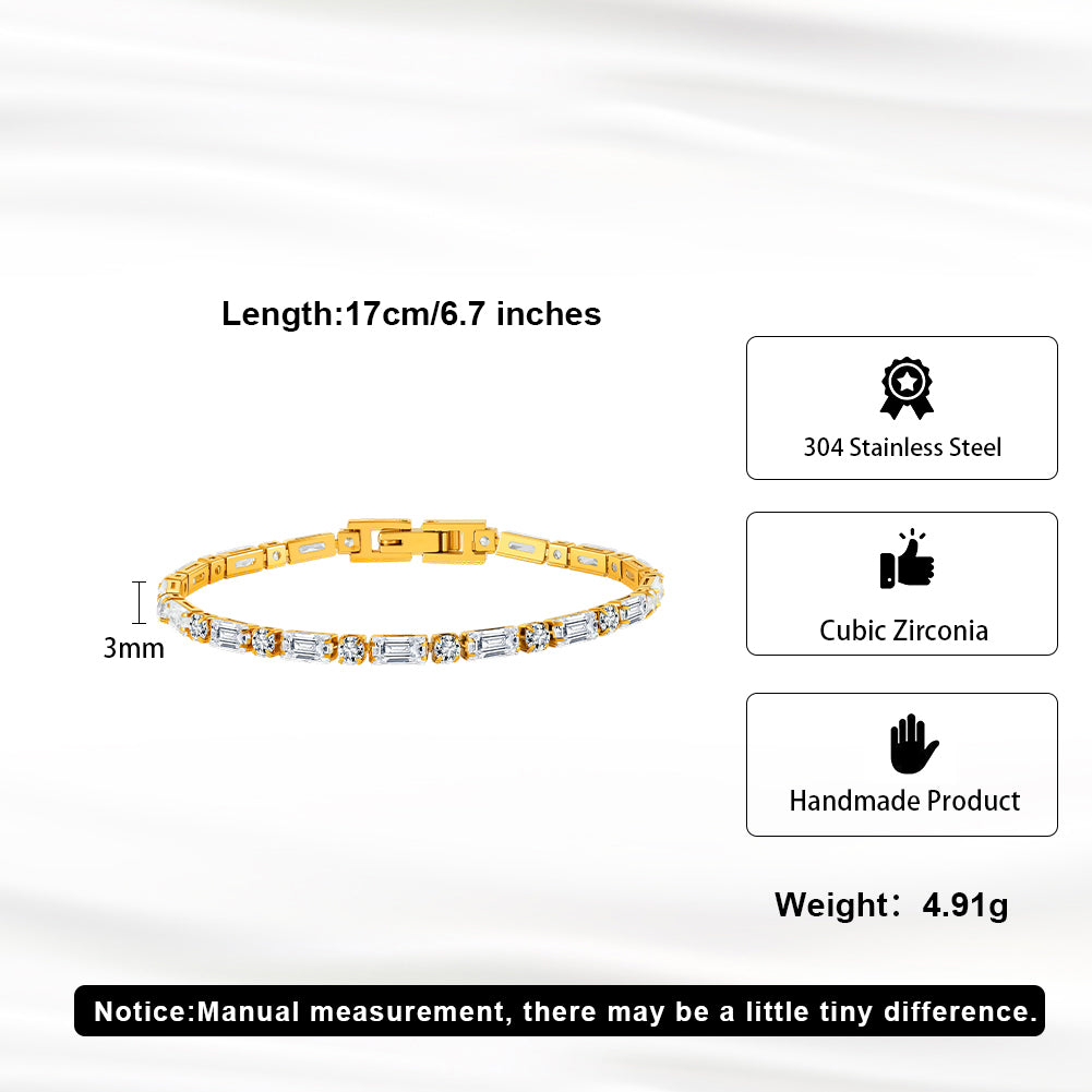 Velvet Rhythm // Alternating Baguette & Round CZ Tennis Bracelet