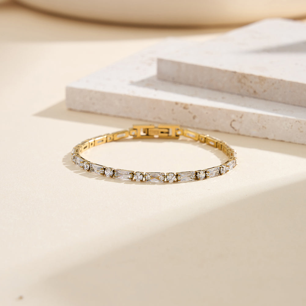 Velvet Rhythm // Alternating Baguette & Round CZ Tennis Bracelet