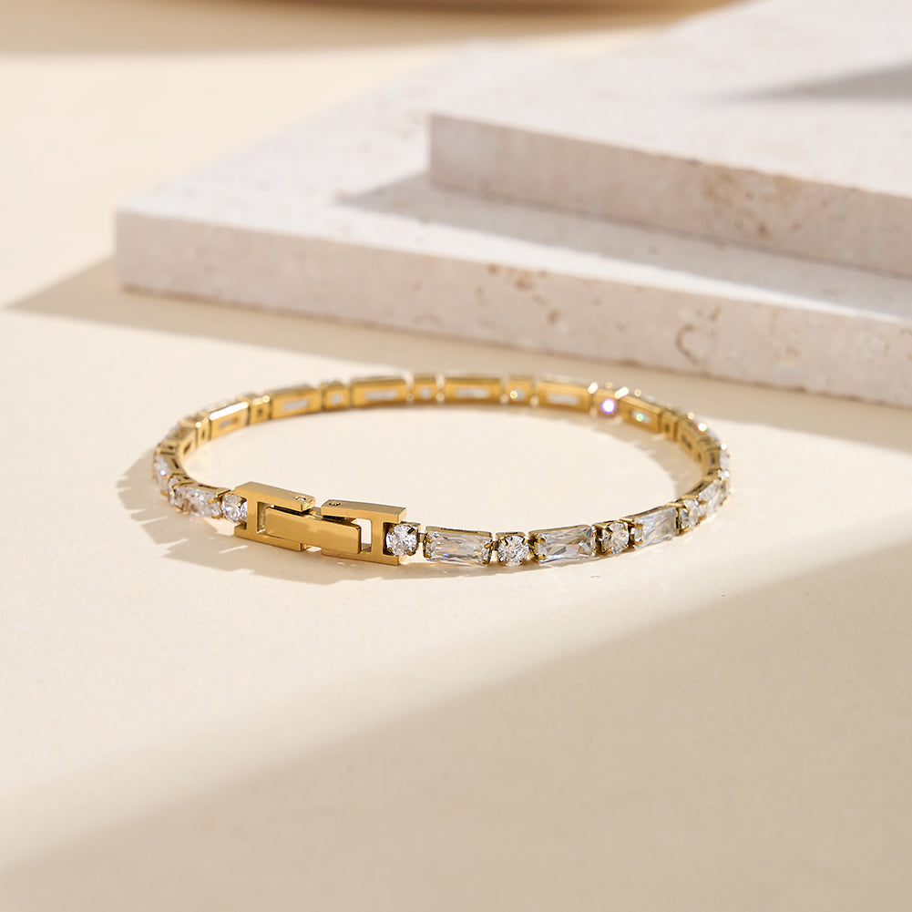 Velvet Rhythm // Alternating Baguette & Round CZ Tennis Bracelet