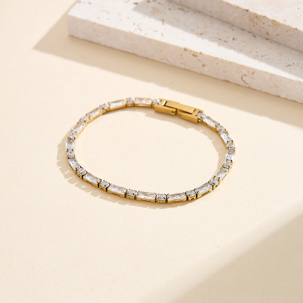 Velvet Rhythm // Alternating Baguette & Round CZ Tennis Bracelet