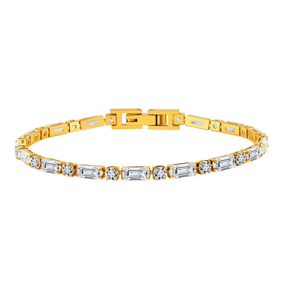 Velvet Rhythm // Alternating Baguette & Round CZ Tennis Bracelet