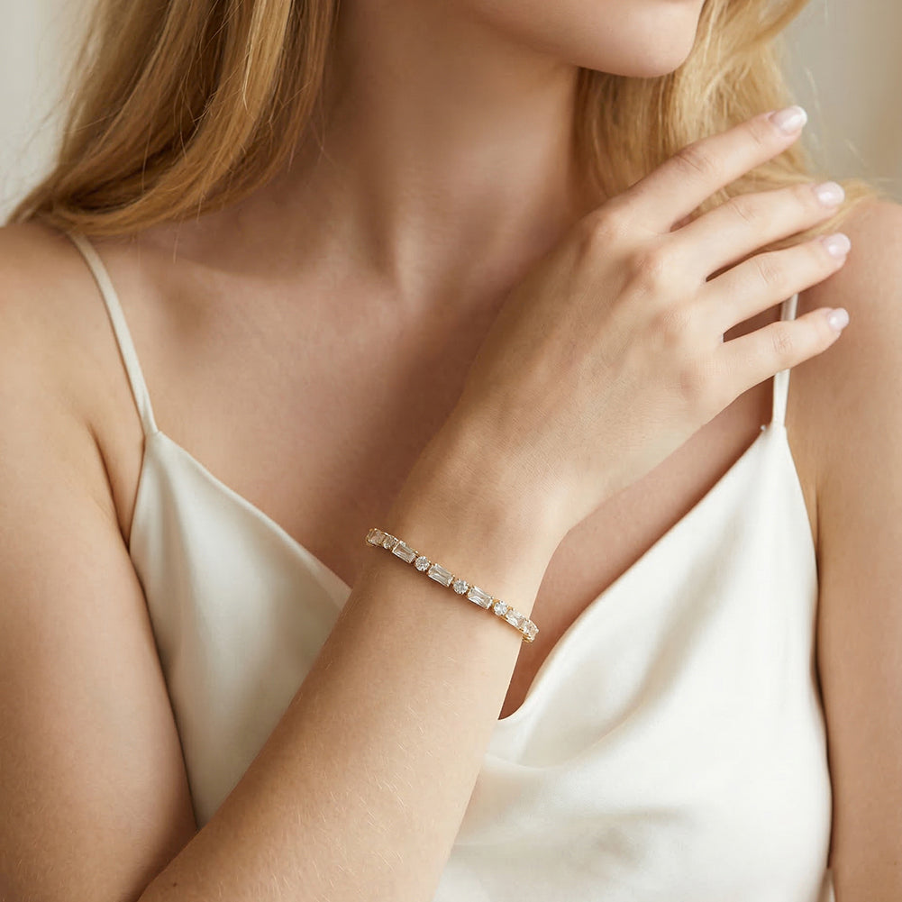Velvet Rhythm // Alternating Baguette & Round CZ Tennis Bracelet