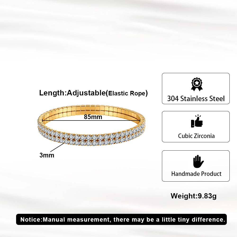 Velvet Rhythm // Double-Row Stretch CZ Crystal Tennis Bracelet