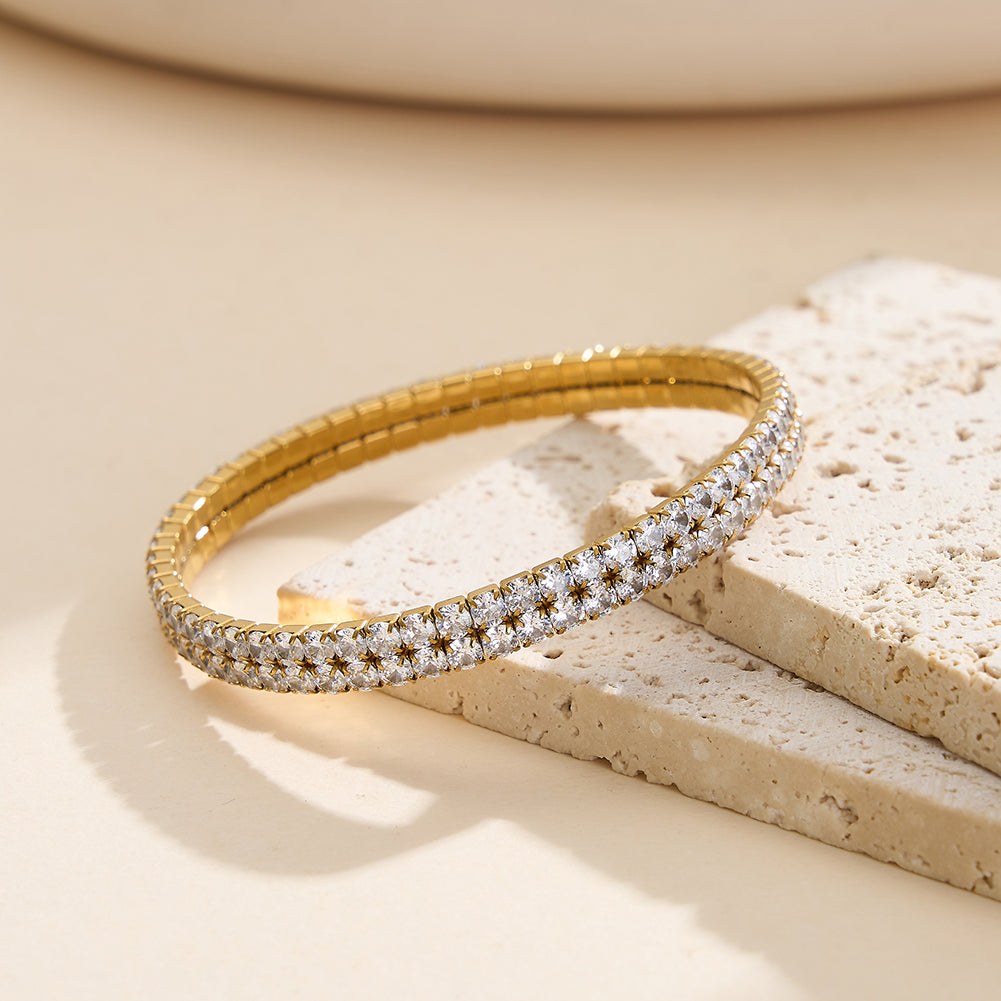 Velvet Rhythm // Double-Row Stretch CZ Crystal Tennis Bracelet