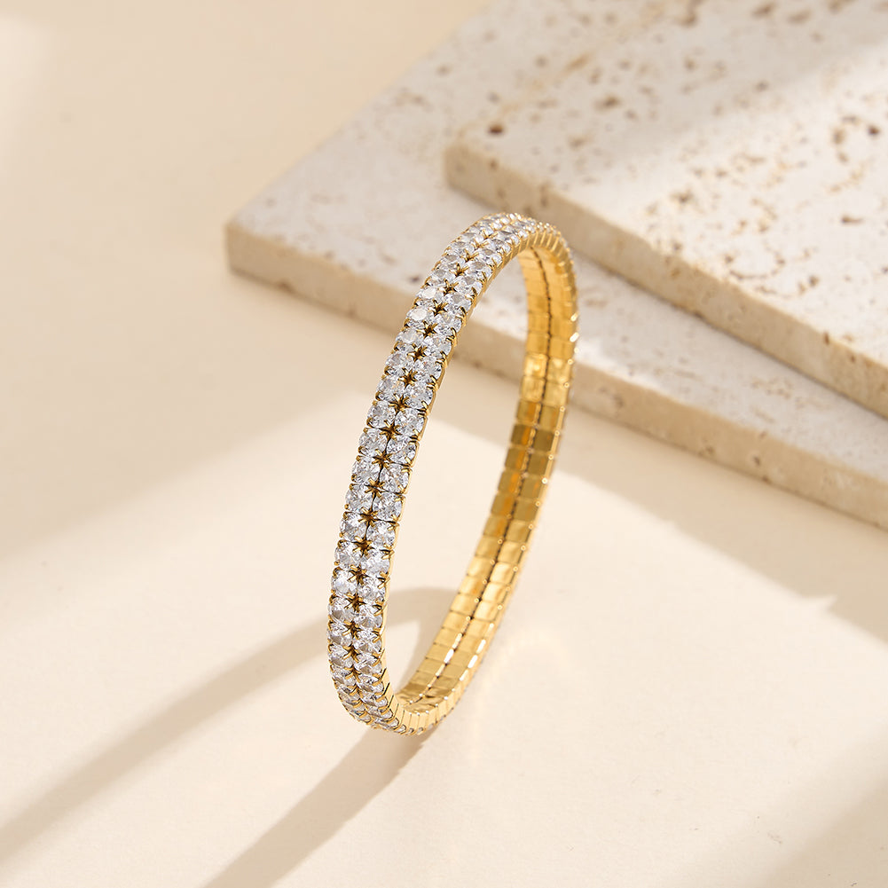 Velvet Rhythm // Double-Row Stretch CZ Crystal Tennis Bracelet