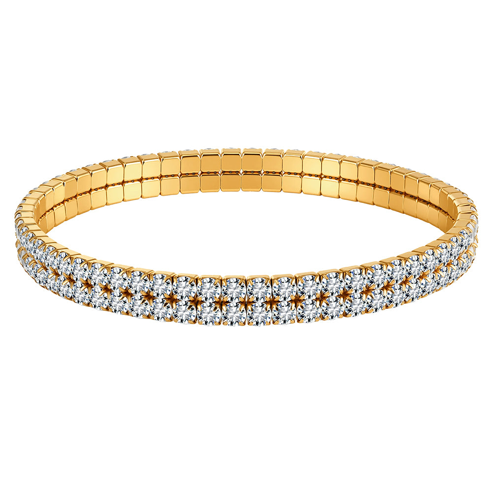 Velvet Rhythm // Double-Row Stretch CZ Crystal Tennis Bracelet