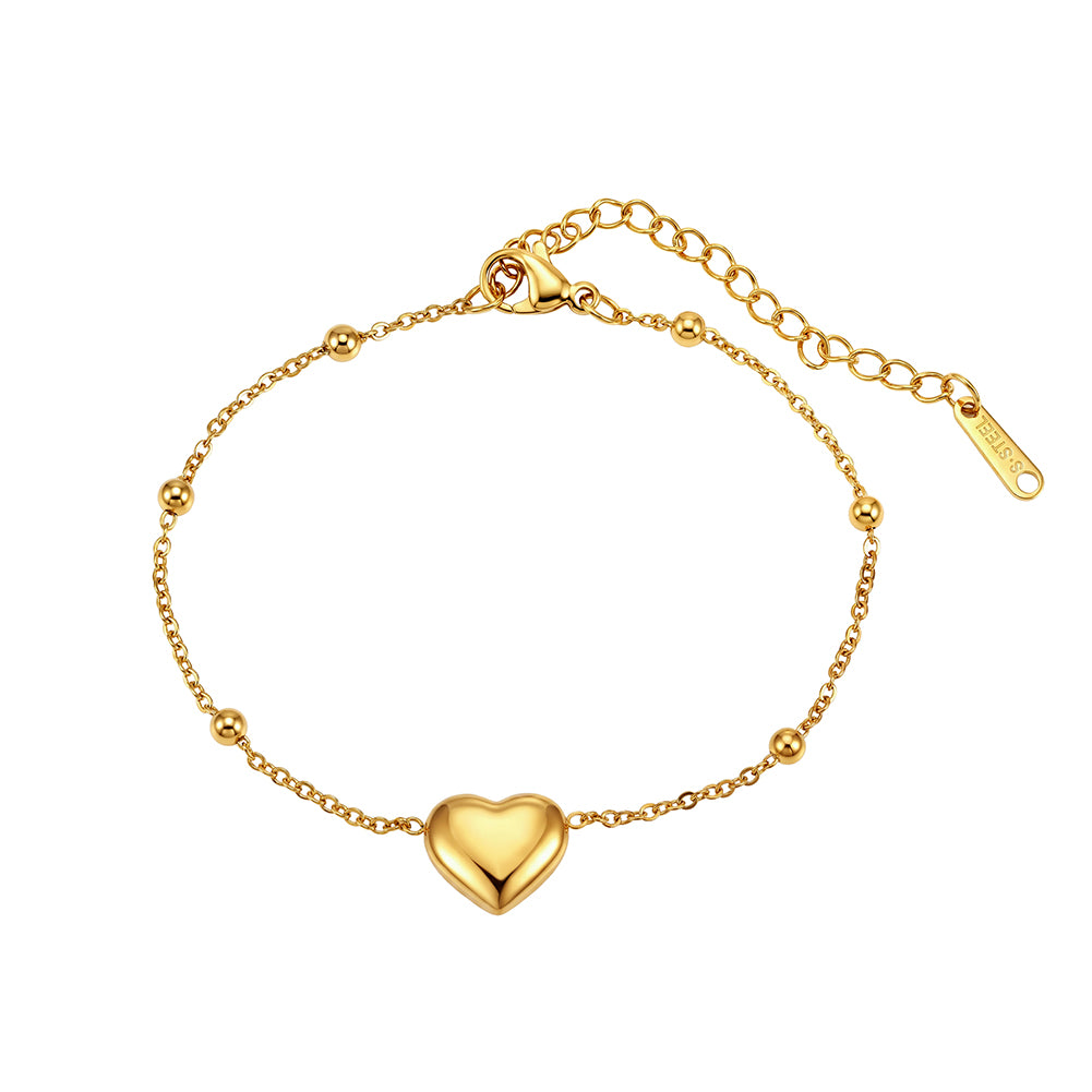 Aura Amour // Sculptural Puffy Heart Bead Chain Bracelet