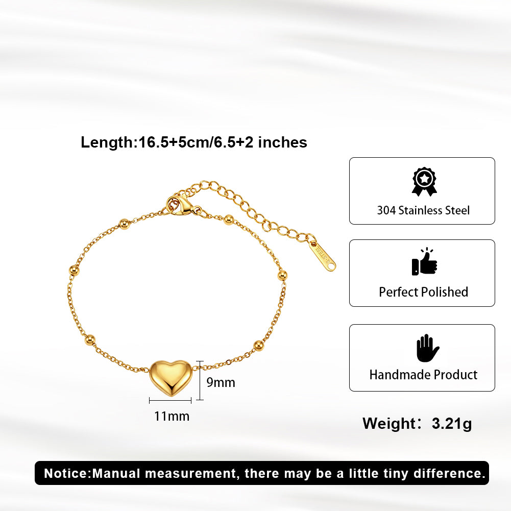 Aura Amour // Sculptural Puffy Heart Bead Chain Bracelet
