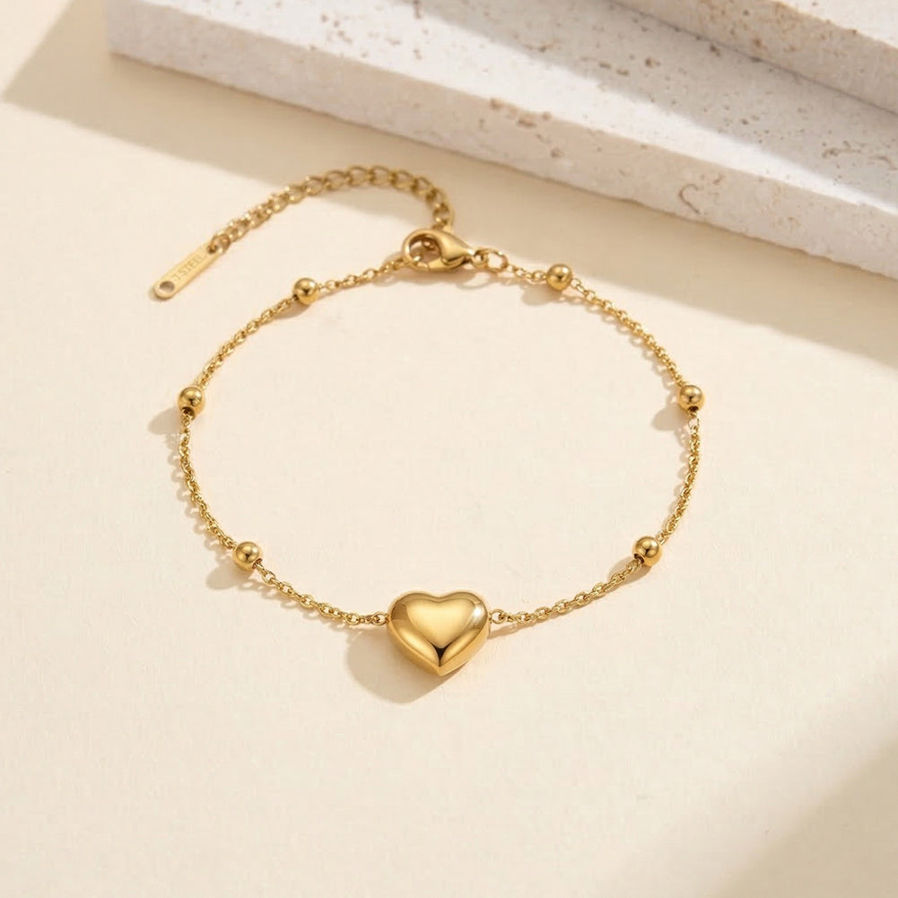 Aura Amour // Sculptural Puffy Heart Bead Chain Bracelet