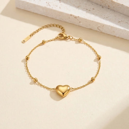 Aura Amour // Sculptural Puffy Heart Bead Chain Bracelet