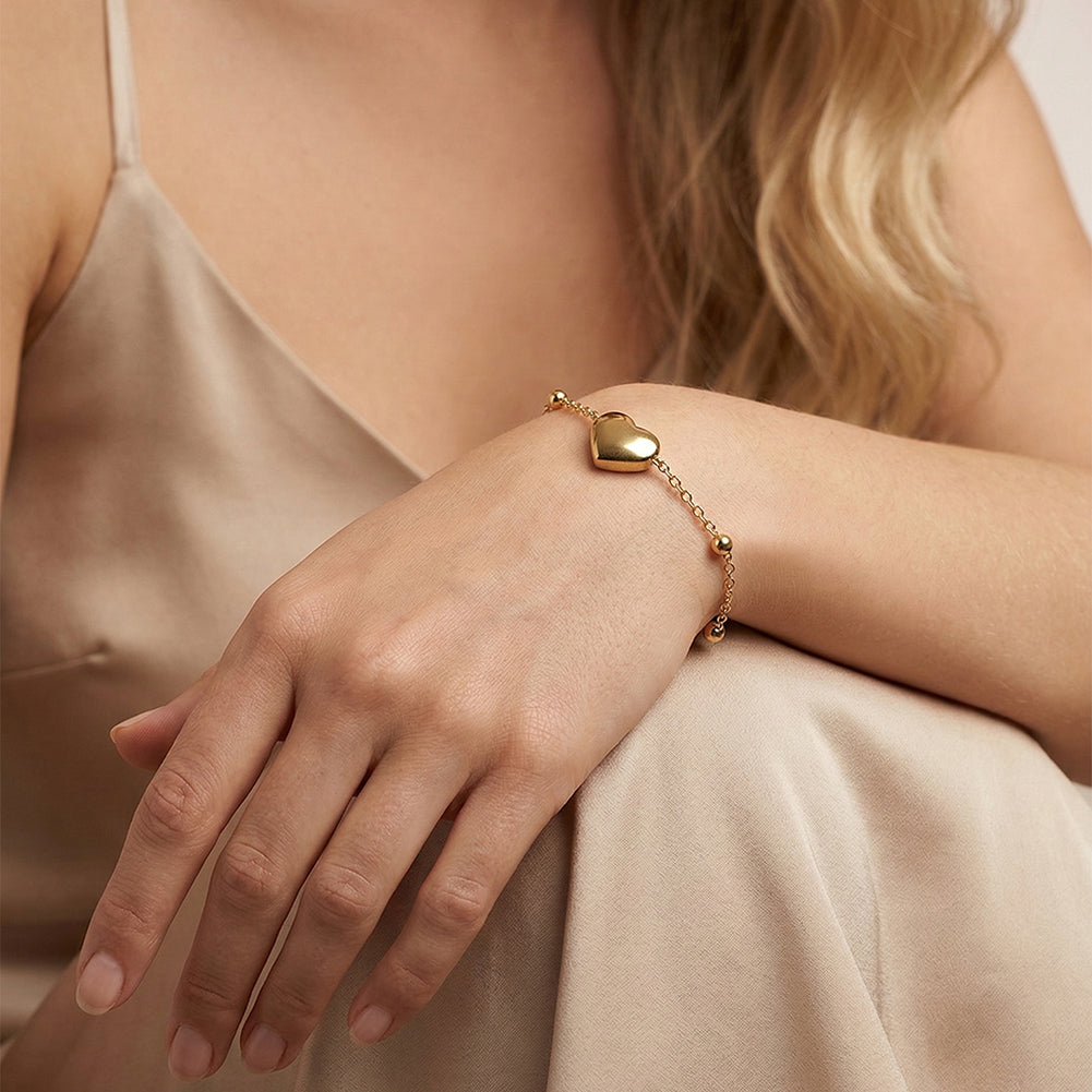 Aura Amour // Sculptural Puffy Heart Bead Chain Bracelet