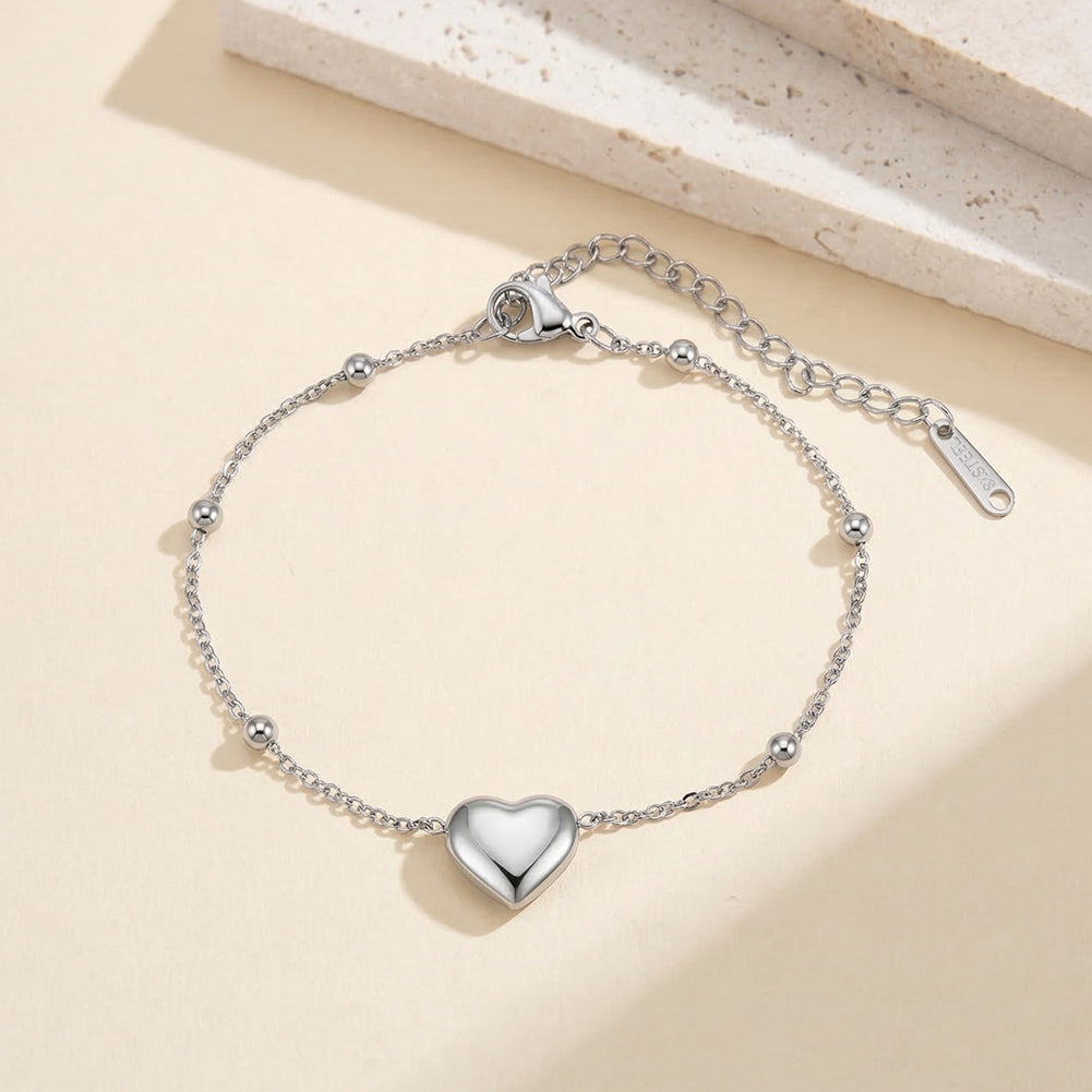 Aura Amour // Sculptural Puffy Heart Bead Chain Bracelet