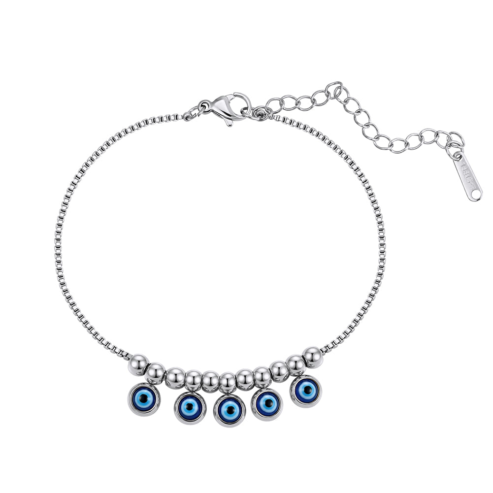 Velvet Oracle // Multi Evil Eye Textured Charm Bracelet