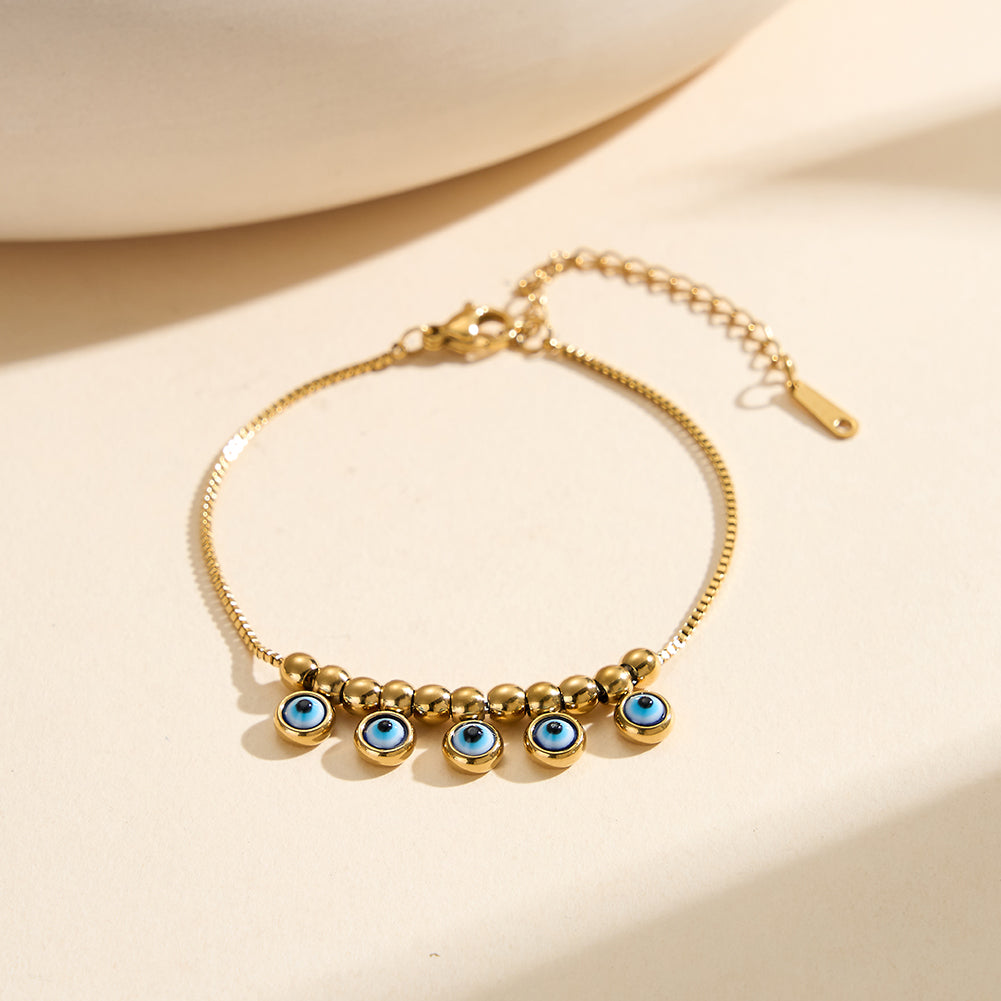 Velvet Oracle // Multi Evil Eye Textured Charm Bracelet