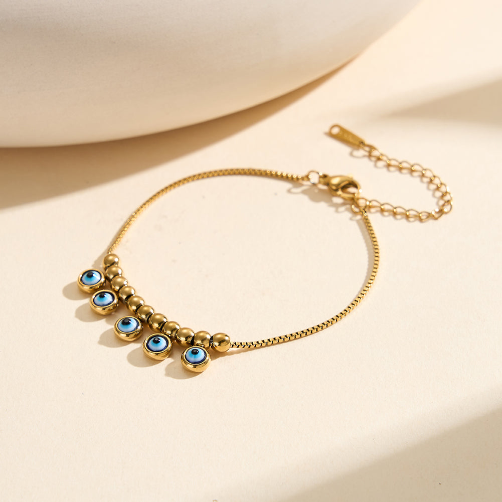 Velvet Oracle // Multi Evil Eye Textured Charm Bracelet