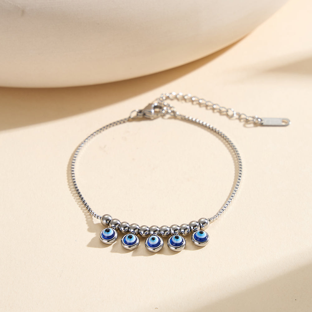 Velvet Oracle // Multi Evil Eye Textured Charm Bracelet