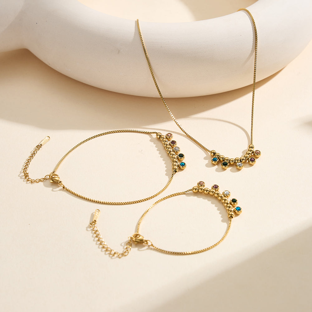Velvet Rhythm // Colorful CZ Crystal Rainbow Charm Bracelet
