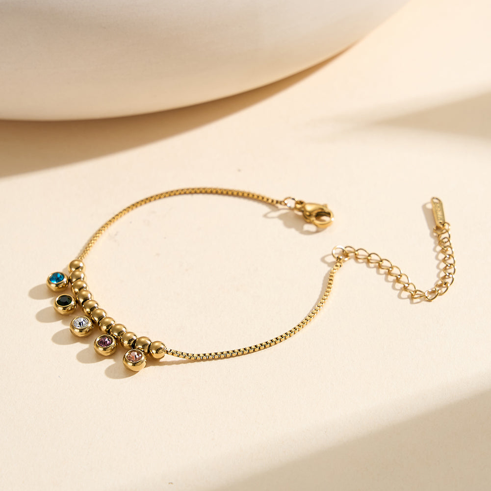 Velvet Rhythm // Colorful CZ Crystal Rainbow Charm Bracelet