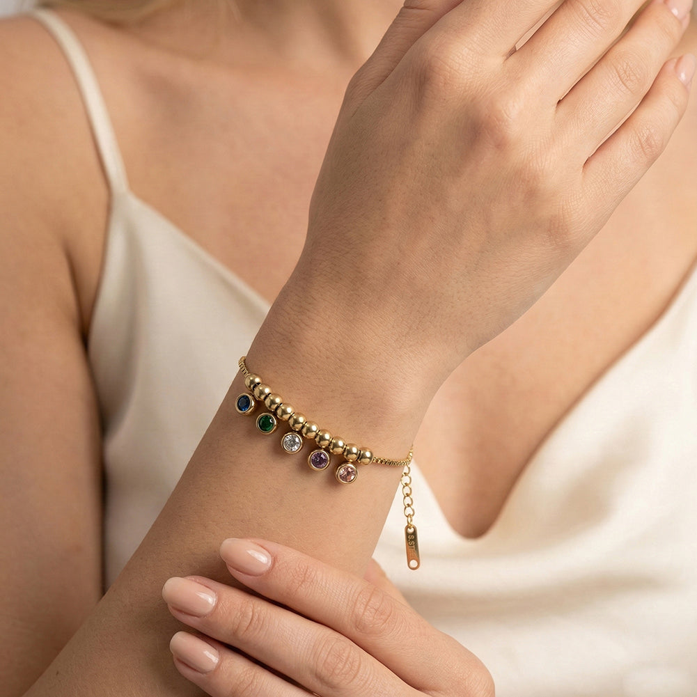 Velvet Rhythm // Colorful CZ Crystal Rainbow Charm Bracelet