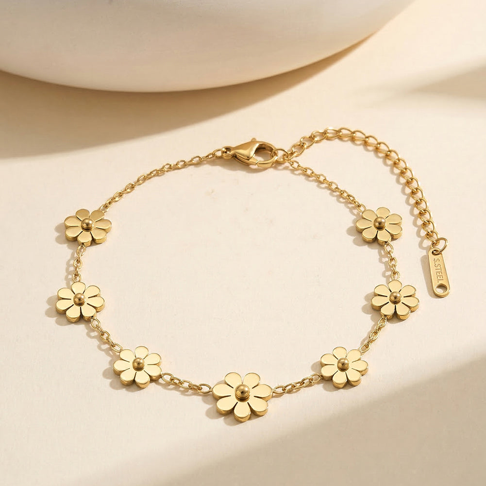 Aura Blossom // Sculptural Five-Petal Flower Charm Bracelet
