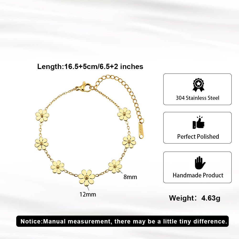Aura Blossom // Sculptural Five-Petal Flower Charm Bracelet